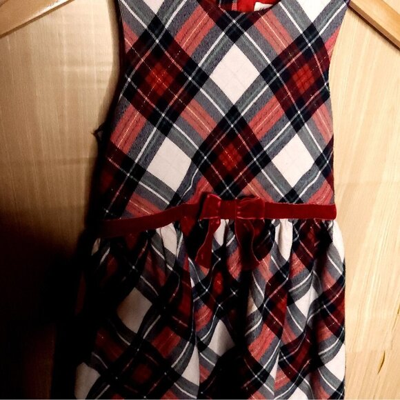 H&M Girls Red Green Plaid Holiday Fancy Party Dress 7-8 - Picture 3 of 6